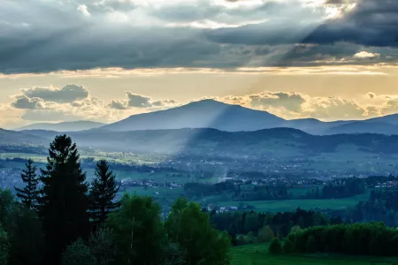 Poland mountains view in Rabka-Zdrój