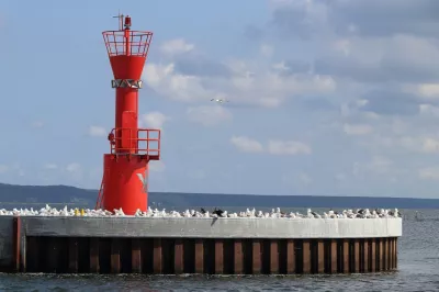 Leuchtturm und Vögel in Swinemünde 