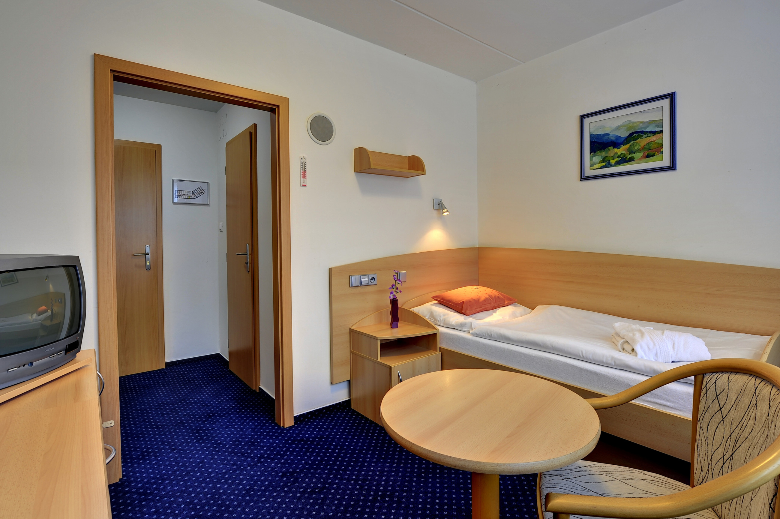 Einzelzimmer im Curie Spa Resort mit modernem Design